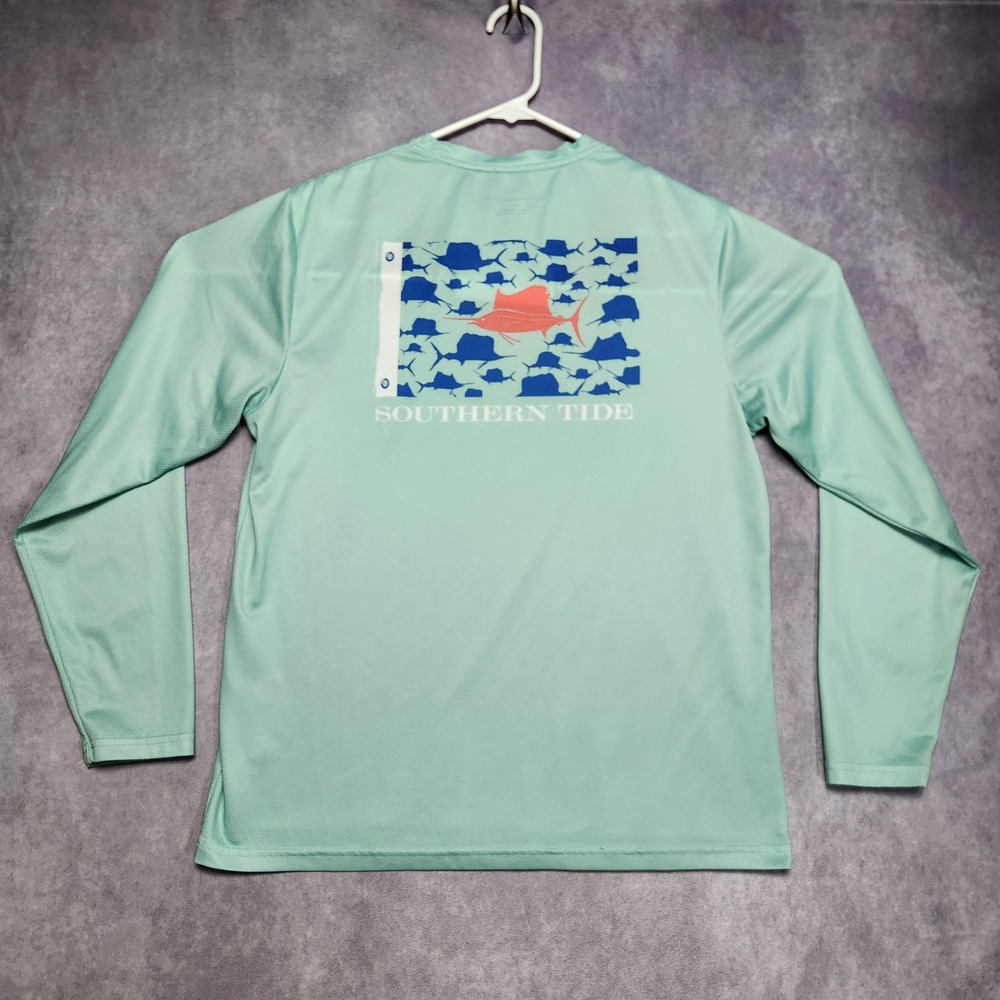 Southern Tide Long Sleeve T Jersey Shirt Mens Medium Green Marlin Performance‎